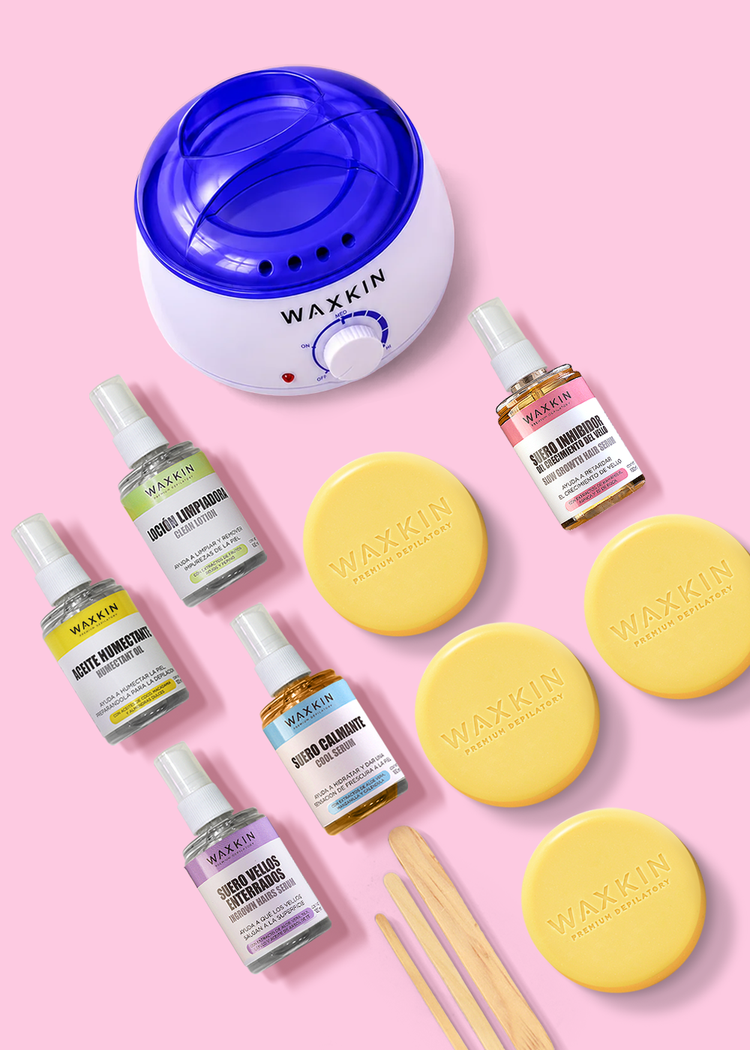 Kit Continuidad Waxkin: fundidor, 4 discos de cera Sweet Cream, 5 productos de cuidado y aplicadores
