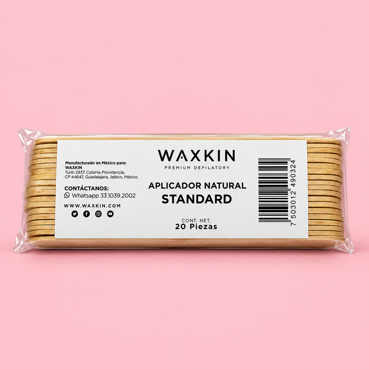 Paquete de aplicadores Estándar Waxkin, 20 piezas, para axila, brazos, bikini y piernas