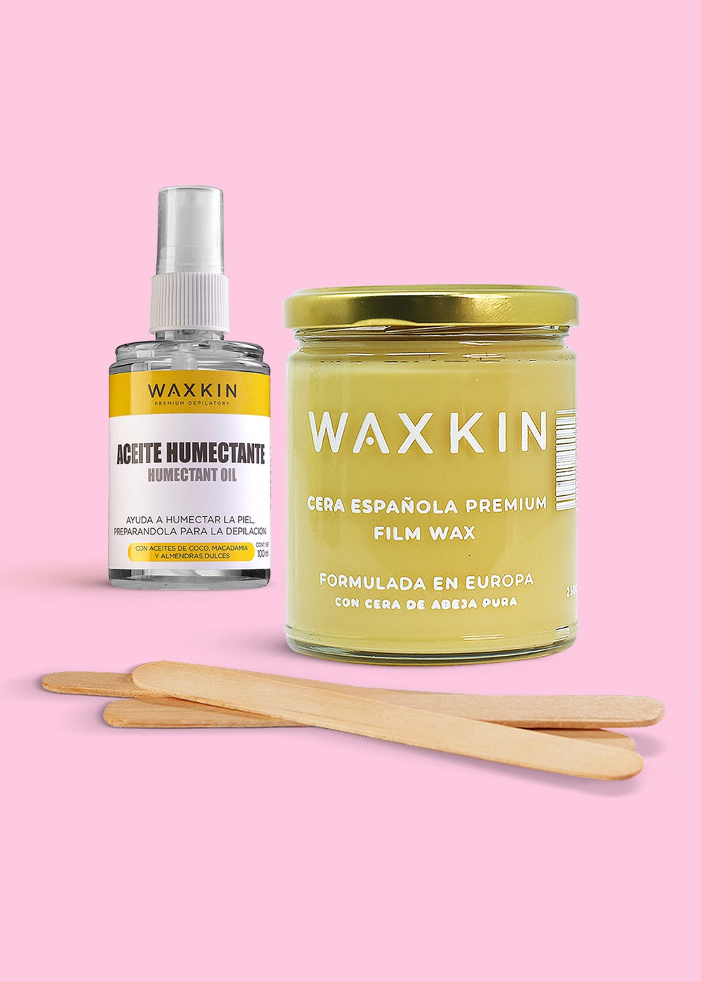 Dúo Inseparable Waxkin: cera Sweet Cream en tarro de cristal y Aceite Humectante